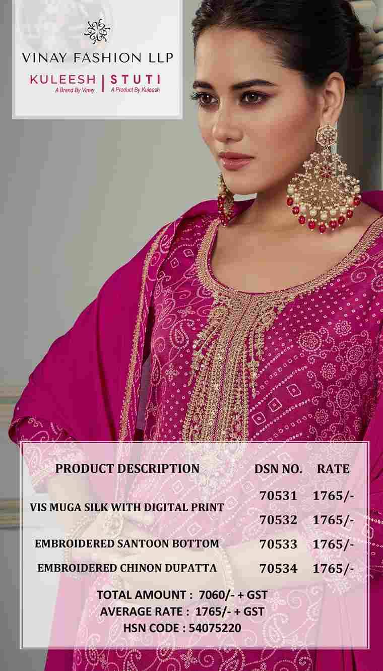 Stuti By Vinay Fashion 70531 To 70534 Series Designer Festive Suits Collection Beautiful Stylish Fancy Colorful Party Wear & Occasional Wear Silk Dresses At Wholesale Price