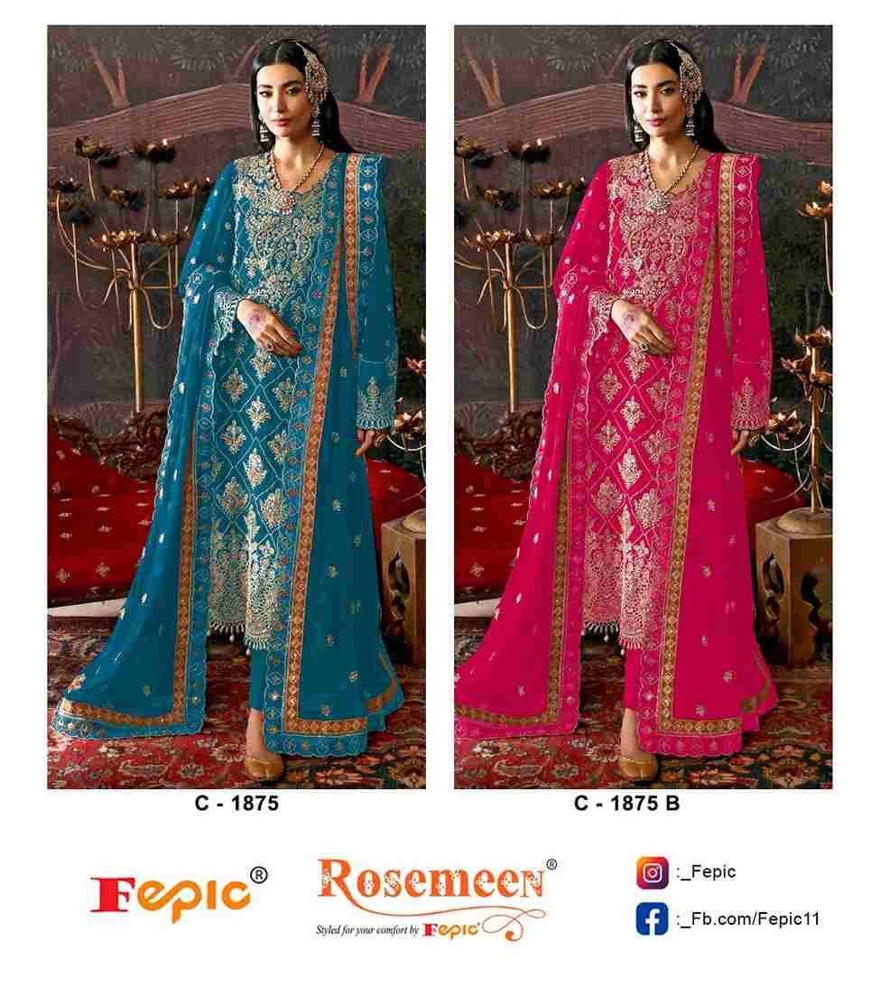 Fepic 1875 Colours By Fepic 1875-A To 1875-B Series Beautiful Pakistani Suits Colorful Stylish Fancy Casual Wear & Ethnic Wear Chinnon Embroidered Dresses At Wholesale Price