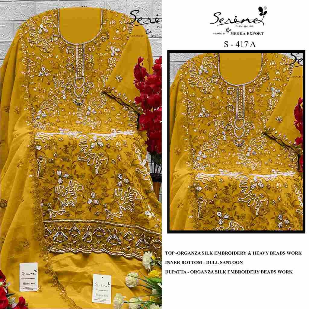 Serene Hit Design S-417 Colours By Serene S-417-A To S-417-C Series Designer Pakistani Suits Beautiful Fancy Colorful Stylish Party Wear & Occasional Wear Organza Silk Embroidered Dresses At Wholesale Price