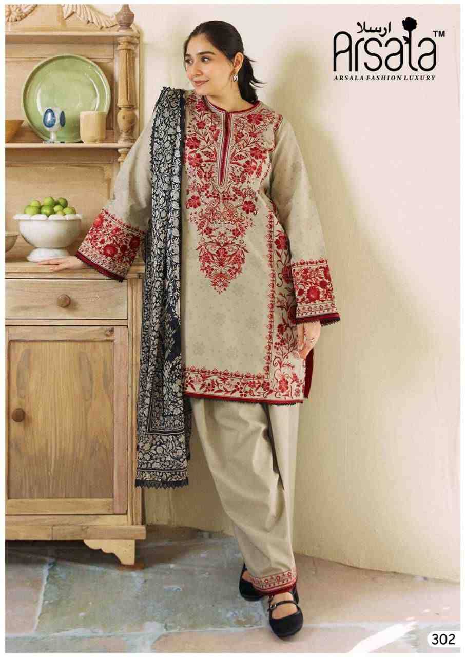 Amira Vol-3 By Arsala 301 To 306 Series Beautiful Festive Suits Stylish Fancy Colorful Casual Wear & Ethnic Wear Pure Lawn Cotton Print Dresses At Wholesale Price