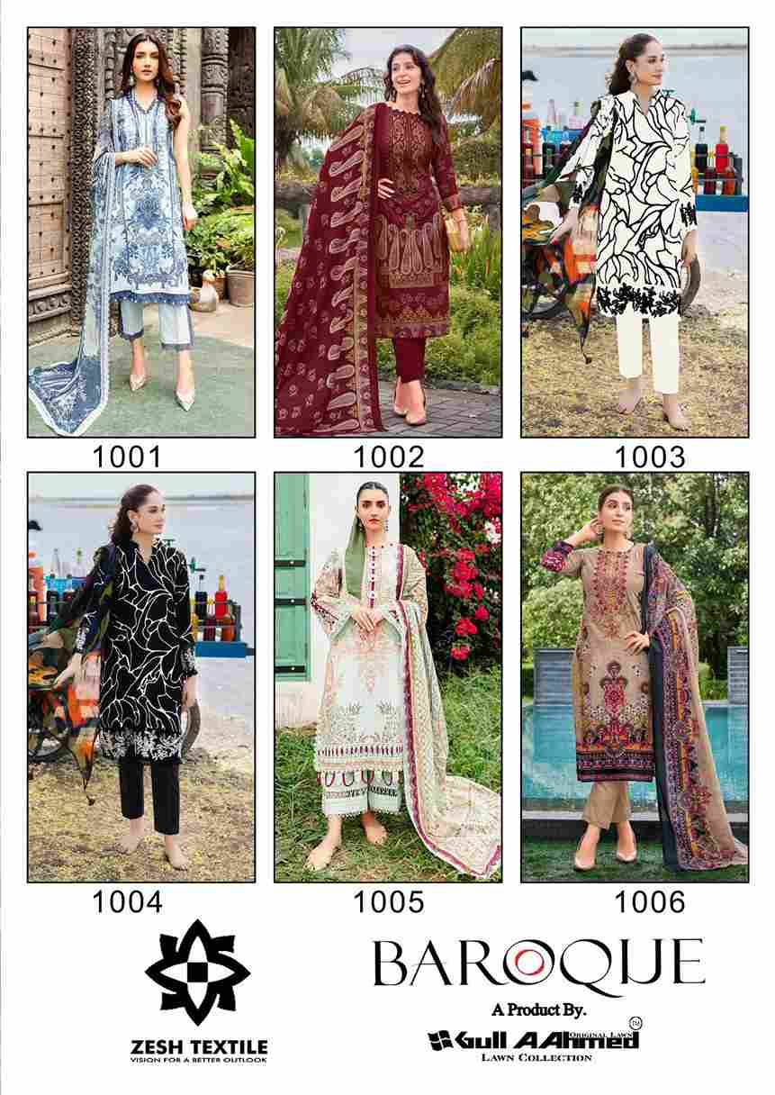 Baroque By Zesh Textile 1001 To 1006 Series Beautiful Pakistani Suits Colorful Stylish Fancy Casual Wear & Ethnic Wear Pure Lawn Dresses At Wholesale Price