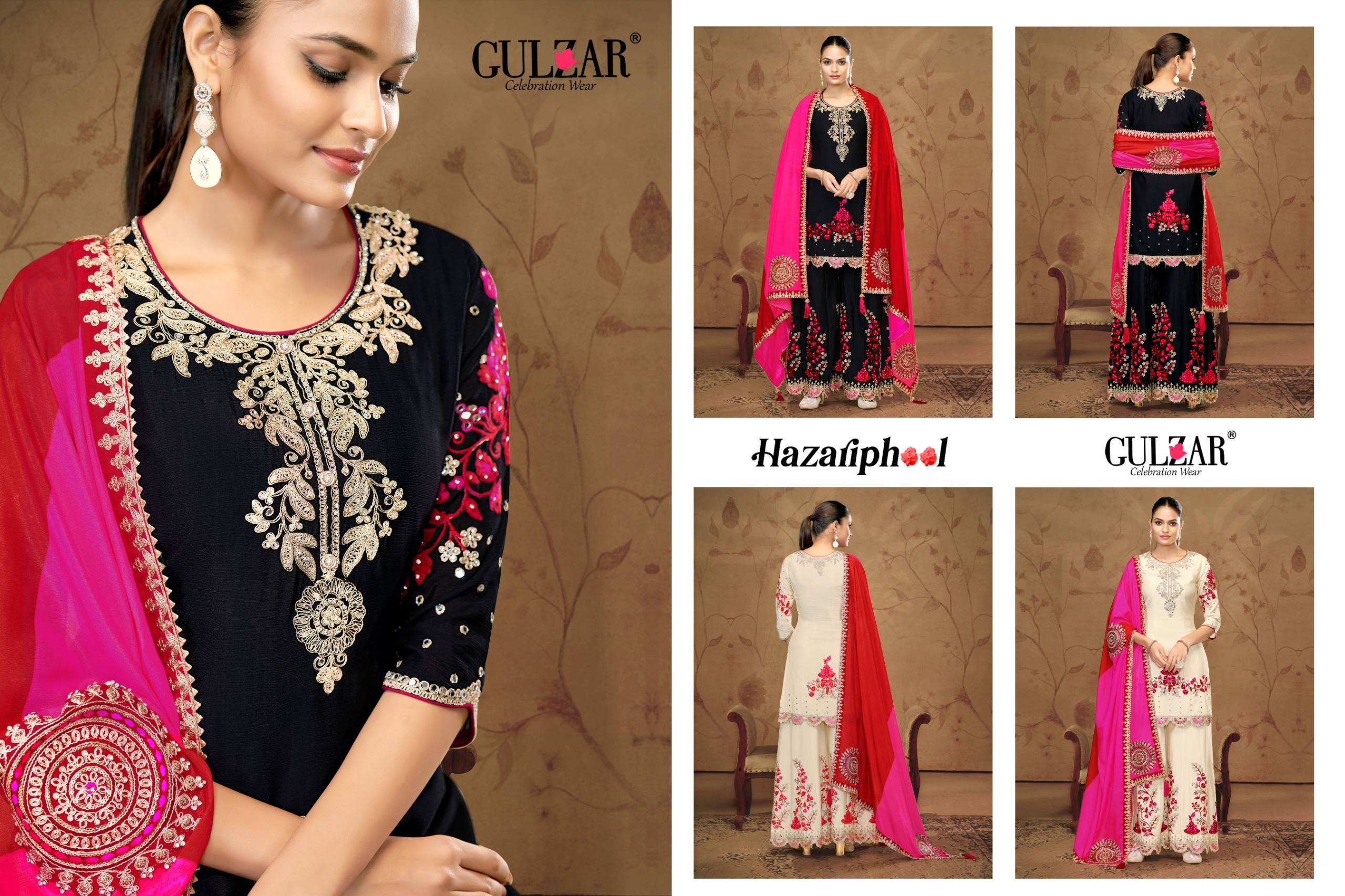 Hazariphool By Gulzar 2141 To 2142 Series Beautiful Festive Suits Colorful Stylish Fancy Casual Wear & Ethnic Wear Chinnon Dresses At Wholesale Price