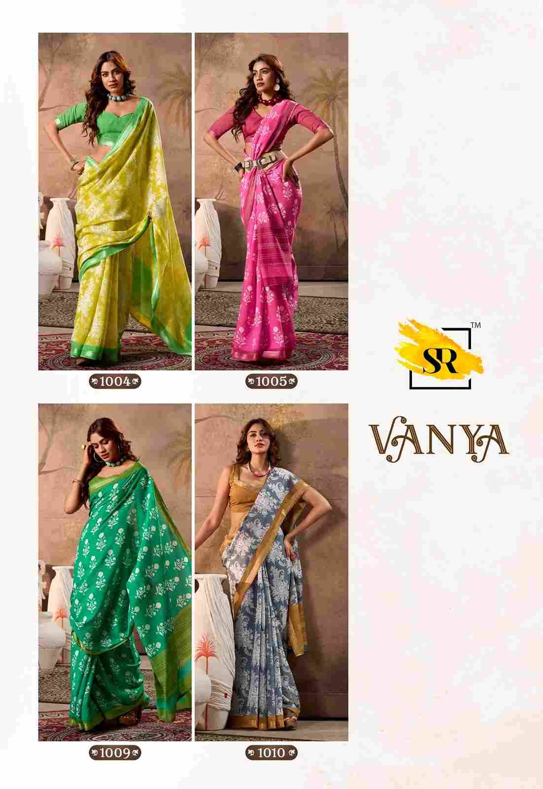 Vanya By SR 1001 To 1010 Series Indian Traditional Wear Collection Beautiful Stylish Fancy Colorful Party Wear & Occasional Wear Mal Cotton Sarees At Wholesale Price