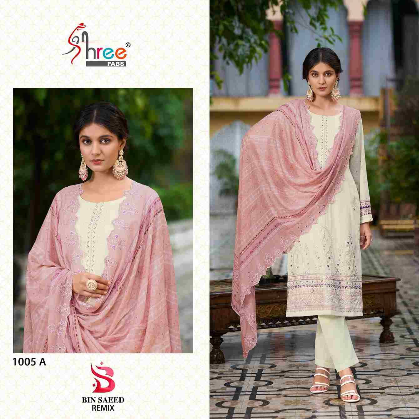 Bin Saeed Remix By Shree Fabs 1005-A To 1005-D Series Beautiful Pakistani Suits Stylish Fancy Colorful Party Wear & Occasional Wear Pure Cotton Embroidered Dresses At Wholesale Price