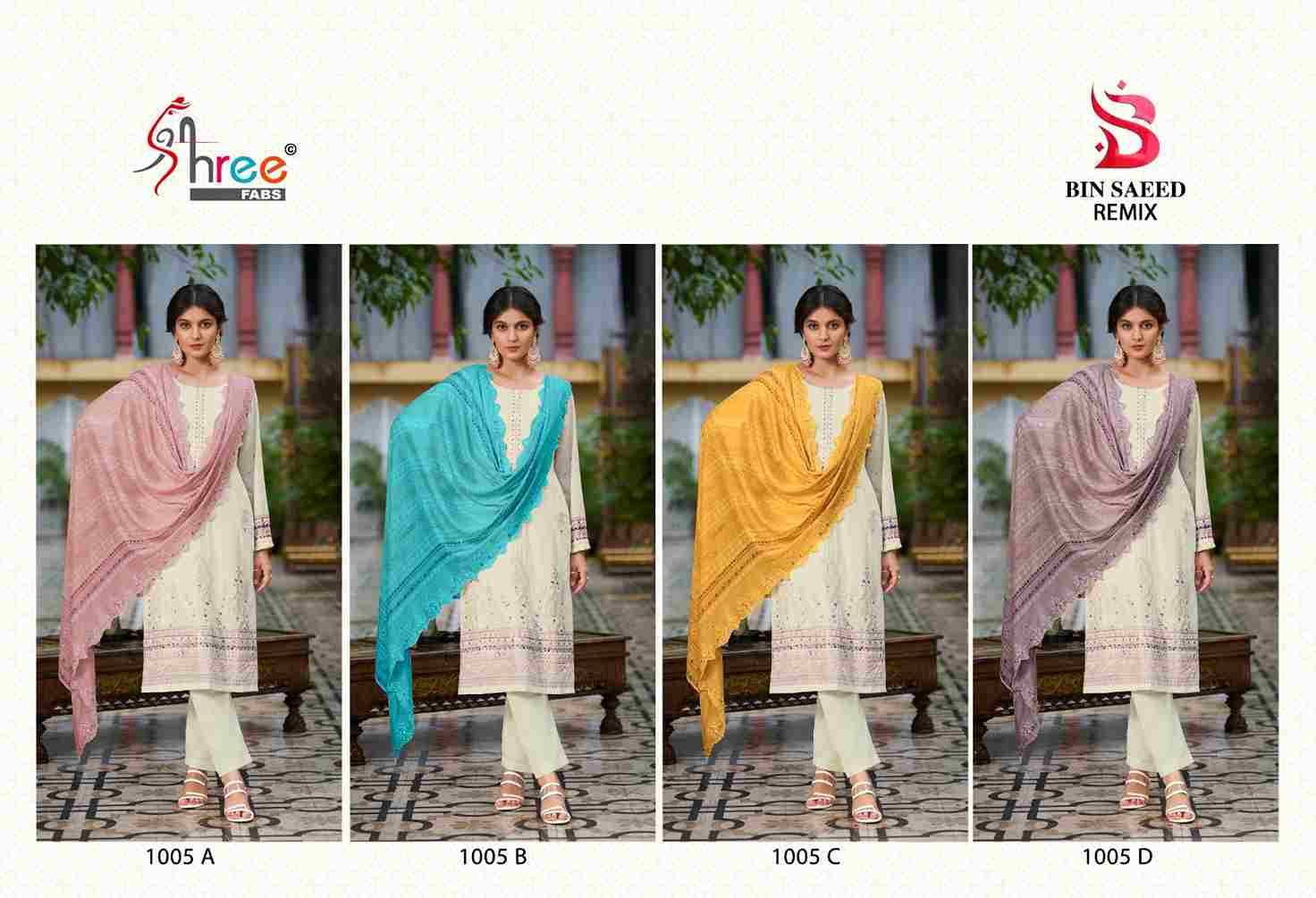 Bin Saeed Remix By Shree Fabs 1005-A To 1005-D Series Beautiful Pakistani Suits Stylish Fancy Colorful Party Wear & Occasional Wear Pure Cotton Embroidered Dresses At Wholesale Price