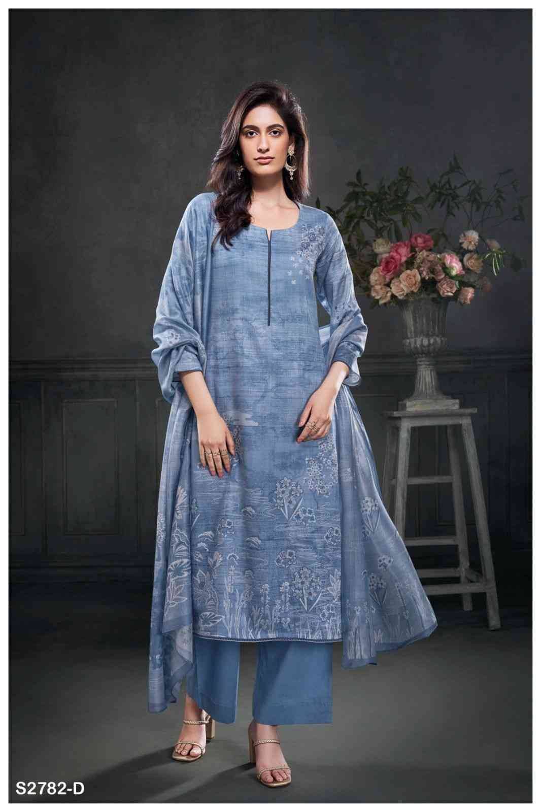 Yen-2782 By Ganga Fashion 2782-A To 2782-D Series Beautiful Festive Suits Colorful Stylish Fancy Casual Wear & Ethnic Wear Pure Cotton Satin Dresses At Wholesale Price