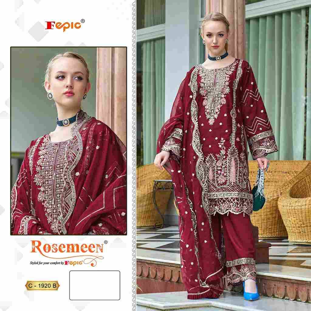 Fepic 1920 Colours By Fepic 1920-A To 1920-C Series Beautiful Pakistani Suits Colorful Stylish Fancy Casual Wear & Ethnic Wear Organza Embroidered Dresses At Wholesale Price