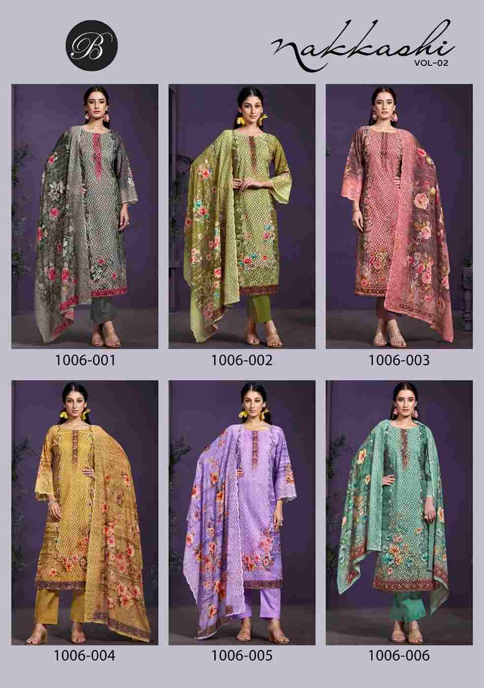 Nakkashi Vol-2 By Belliza 1006-001 To 1006-006 Series Beautiful Festive Suits Stylish Fancy Colorful Casual Wear & Ethnic Wear Pure Cotton Dresses At Wholesale Price