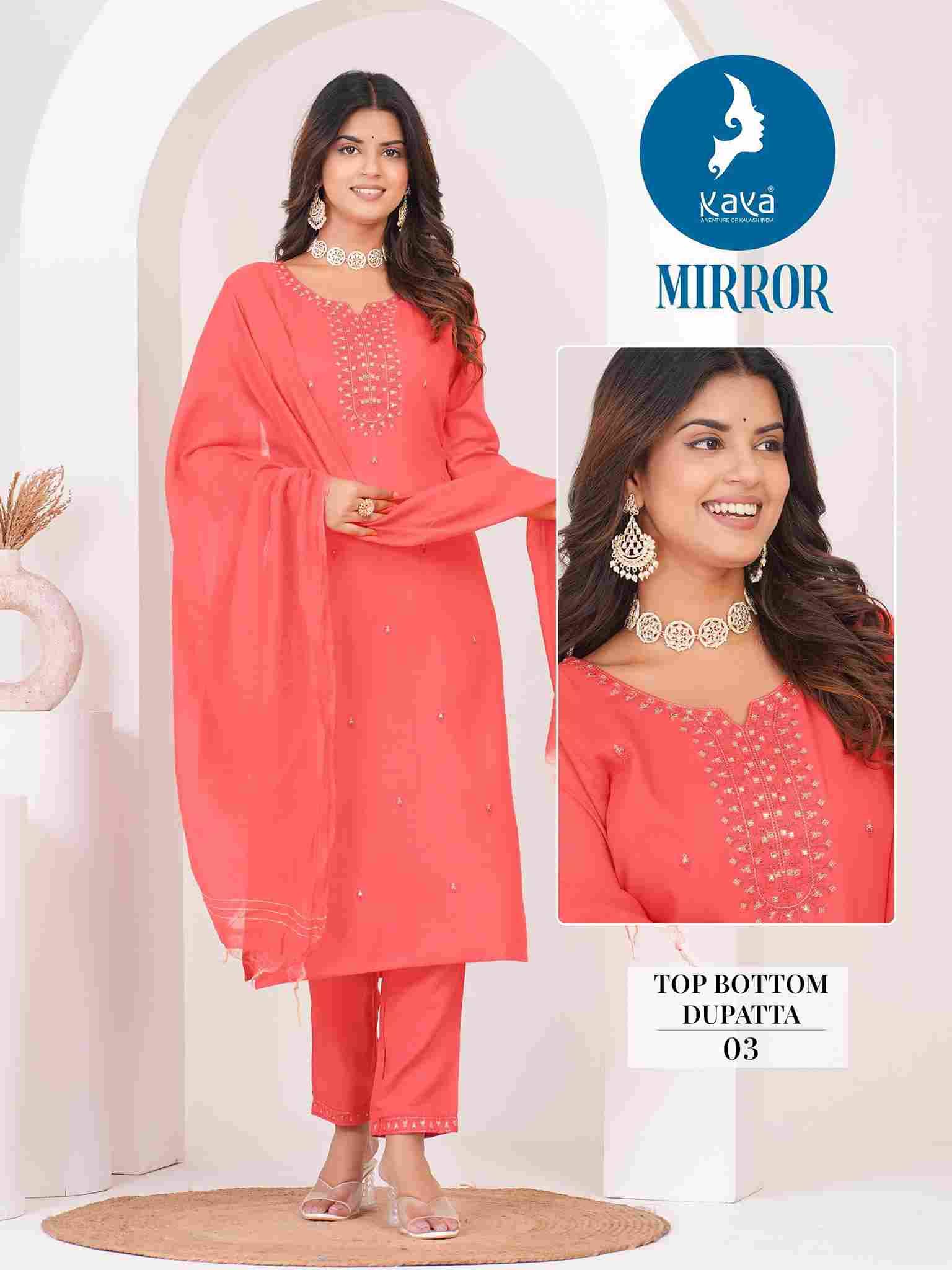 Mirror By Kaya 01 To 06 Series Beautiful Festive Suits Stylish Fancy Colorful Casual Wear & Ethnic Wear Rayon Slub Dresses At Wholesale Price