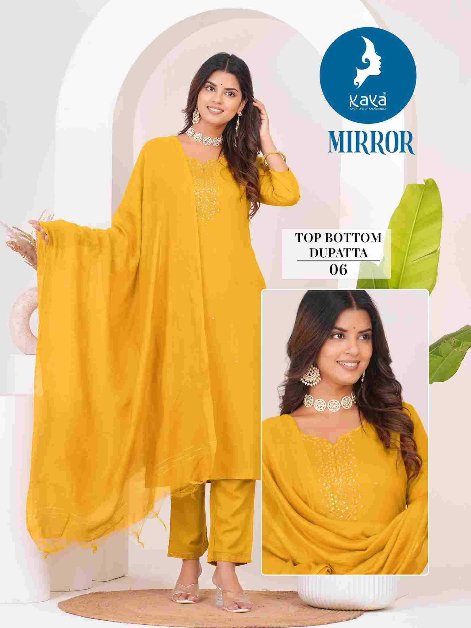 Mirror By Kaya 01 To 06 Series Beautiful Festive Suits Stylish Fancy Colorful Casual Wear & Ethnic Wear Rayon Slub Dresses At Wholesale Price