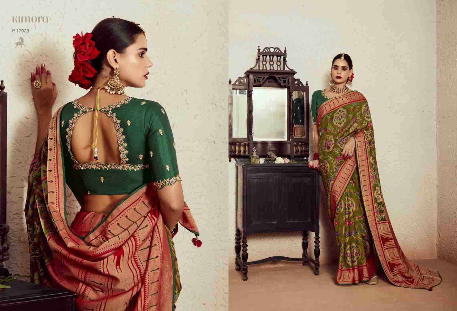 Meera By Kimora Fashion 17021 To 17031 Series Indian Traditional Wear Collection Beautiful Stylish Fancy Colorful Party Wear & Occasional Wear Organza Brasso Sarees At Wholesale Price