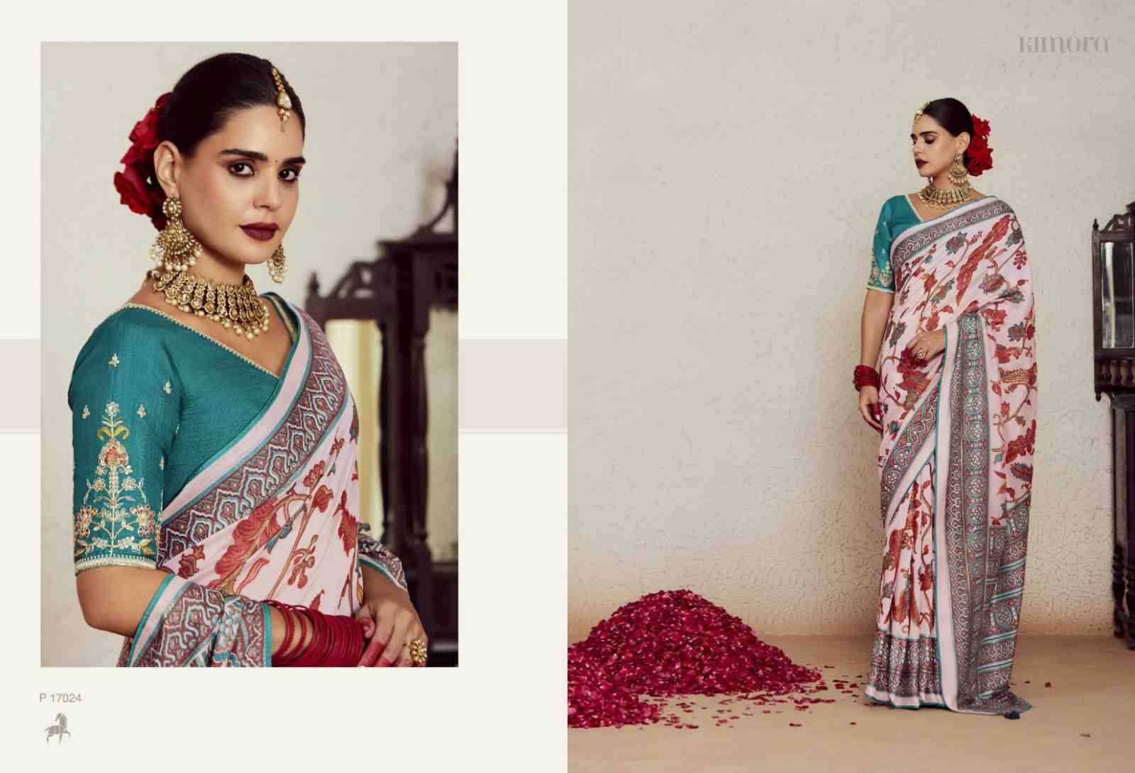 Meera By Kimora Fashion 17021 To 17031 Series Indian Traditional Wear Collection Beautiful Stylish Fancy Colorful Party Wear & Occasional Wear Organza Brasso Sarees At Wholesale Price