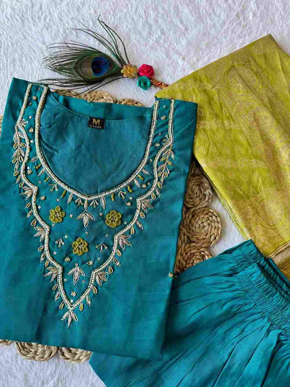 Kr-353 By Fashid Wholesale Designer Festive Suits Collection Beautiful Stylish Fancy Colorful Party Wear & Occasional Wear Roman Silk Kurti With Pent At Wholesale Price