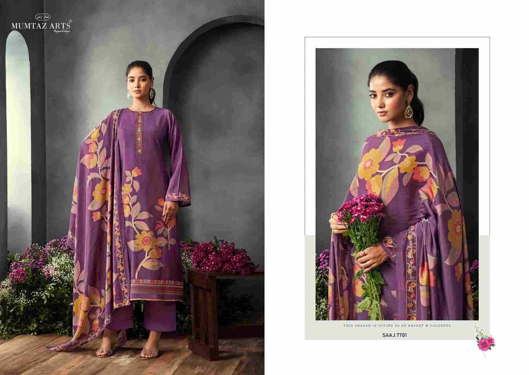 Saaj By Mumtaz Arts 7701 To 7704 Series Beautiful Festive Suits Colorful Stylish Fancy Casual Wear & Ethnic Wear Pure Muslin Print With Work Dresses At Wholesale Price