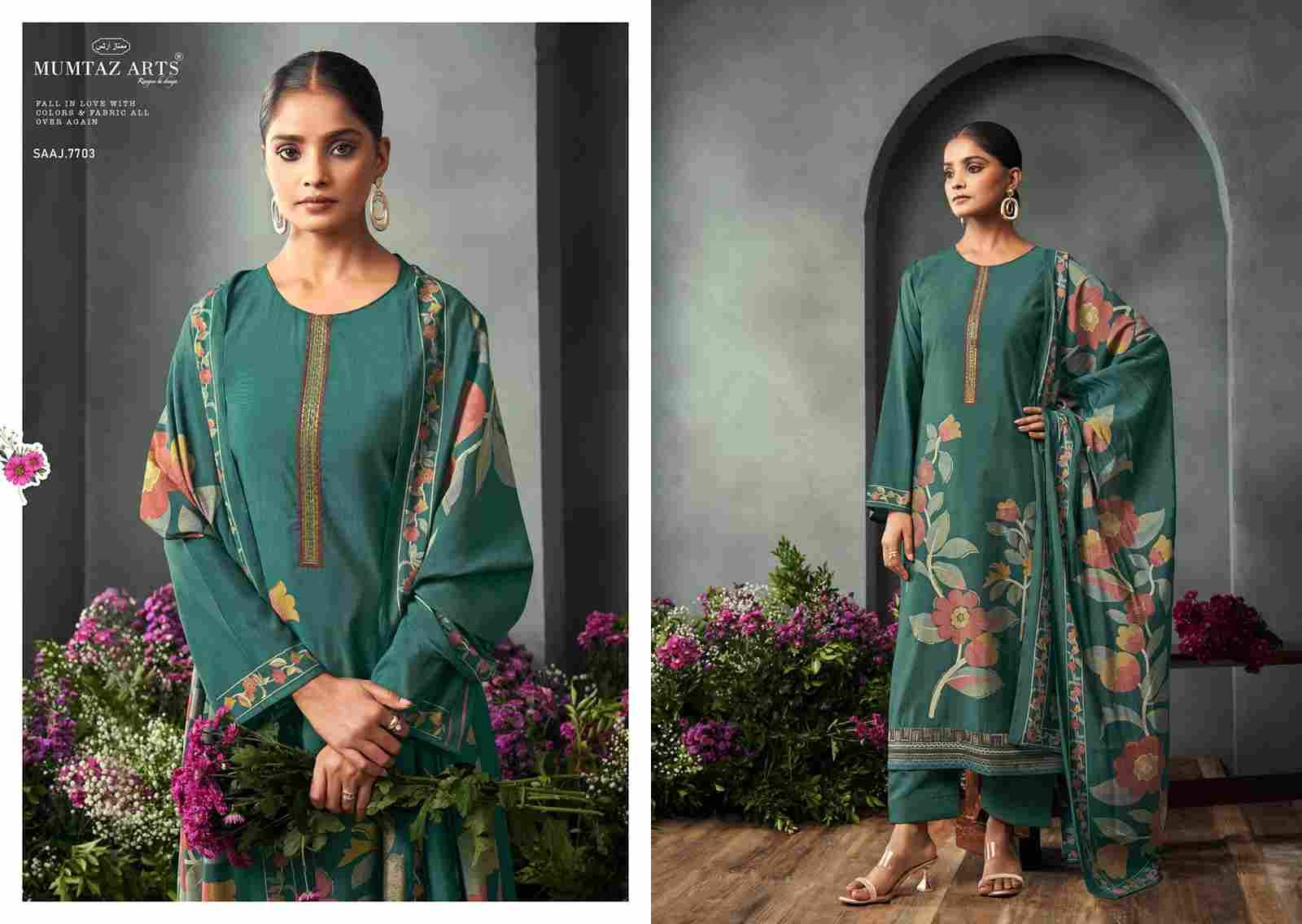 Saaj By Mumtaz Arts 7701 To 7704 Series Beautiful Festive Suits Colorful Stylish Fancy Casual Wear & Ethnic Wear Pure Muslin Print With Work Dresses At Wholesale Price