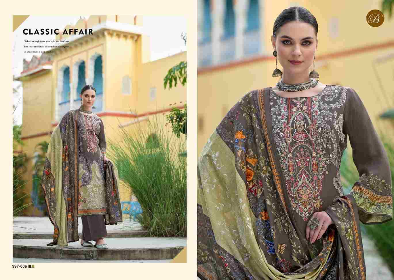 Riwayat Vol-8 By Belliza 997-001 To 997-008 Series Beautiful Festive Suits Stylish Fancy Colorful Casual Wear & Ethnic Wear Pure Viscose Rayon Print Dresses At Wholesale Price