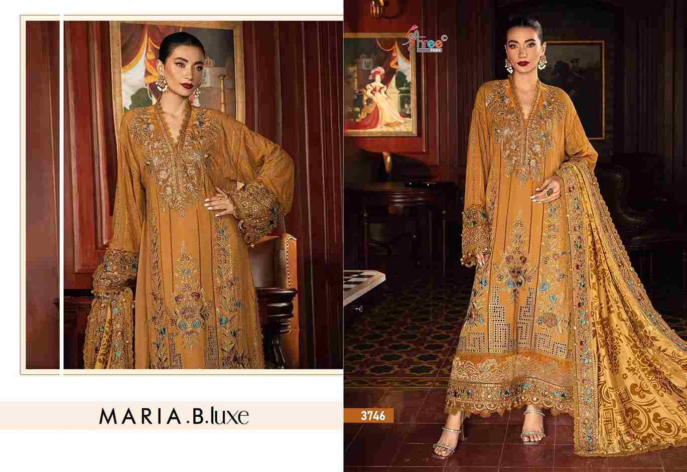 Maria.B.Luxe By Shree Fabs 3745 To 3747 Series Pakistani Stylish Beautiful Colourful Printed & Embroidered Party Wear & Occasional Wear Pure Viscose Rayon Dresses At Wholesale Price