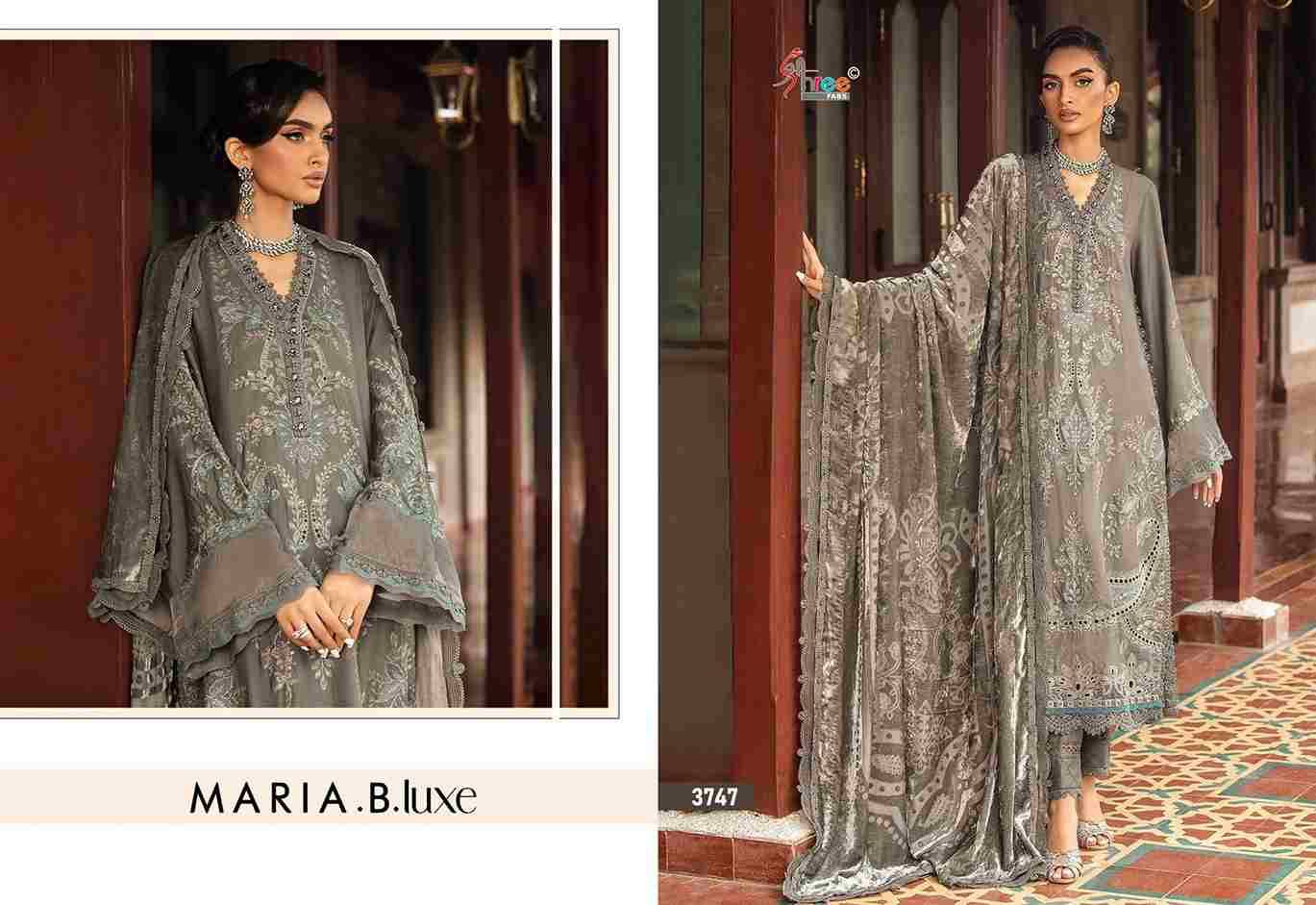 Maria.B.Luxe By Shree Fabs 3745 To 3747 Series Pakistani Stylish Beautiful Colourful Printed & Embroidered Party Wear & Occasional Wear Pure Viscose Rayon Dresses At Wholesale Price