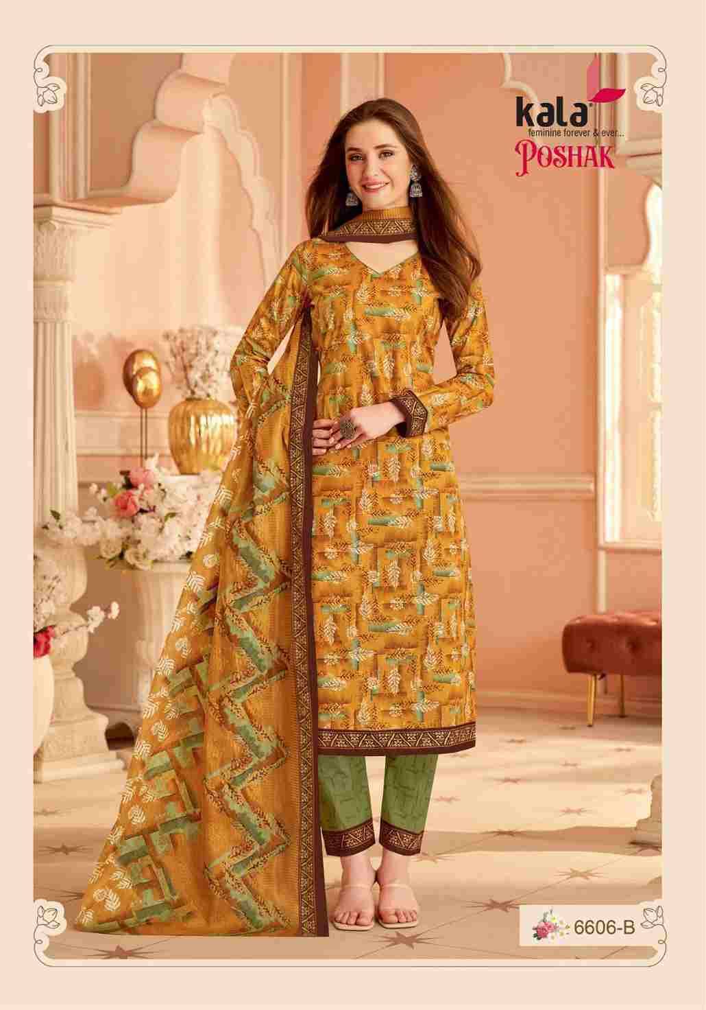 Poshak Vol-1 By Kala 6601-B To 6612-B Series Beautiful Festive Suits Colorful Stylish Fancy Casual Wear & Ethnic Wear Pure Cotton Print Dresses At Wholesale Price