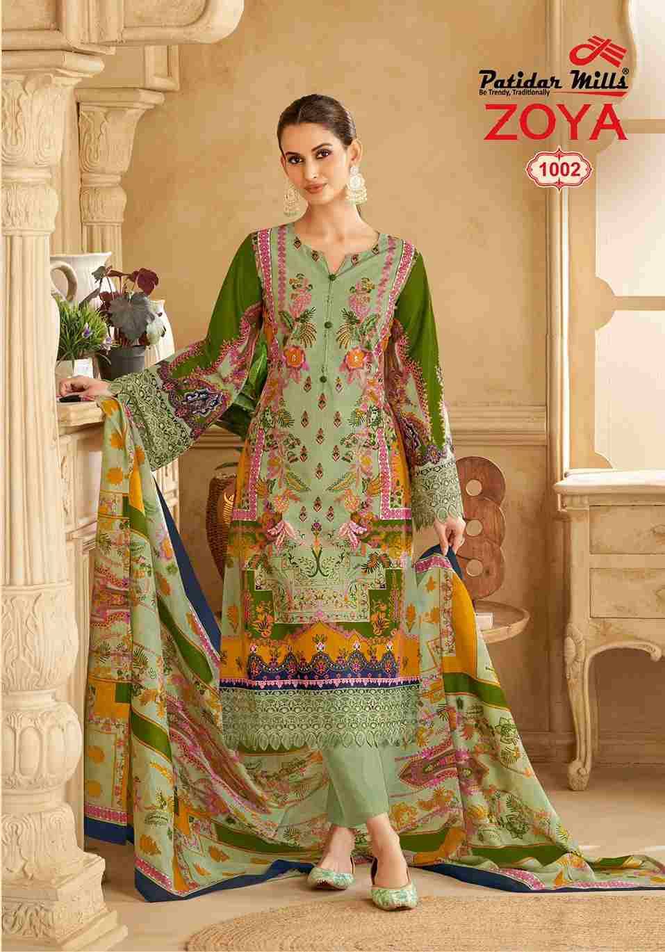 Zoya Vol-1 By Patidar Mills 1001 To 1008 Series Beautiful Festive Suits Stylish Fancy Colorful Casual Wear & Ethnic Wear Cotton Dresses At Wholesale Price