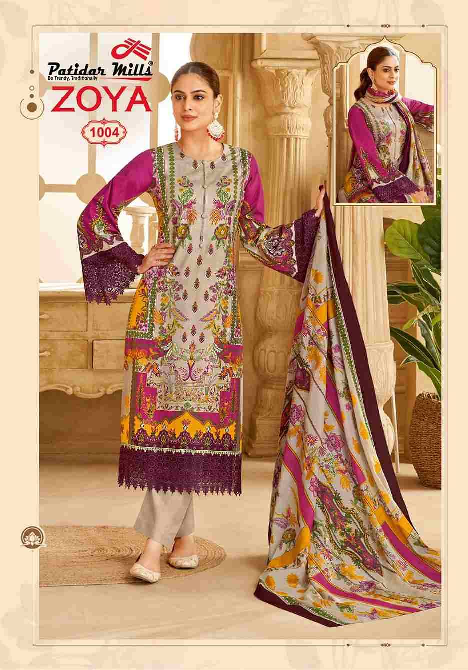 Zoya Vol-1 By Patidar Mills 1001 To 1008 Series Beautiful Festive Suits Stylish Fancy Colorful Casual Wear & Ethnic Wear Cotton Dresses At Wholesale Price