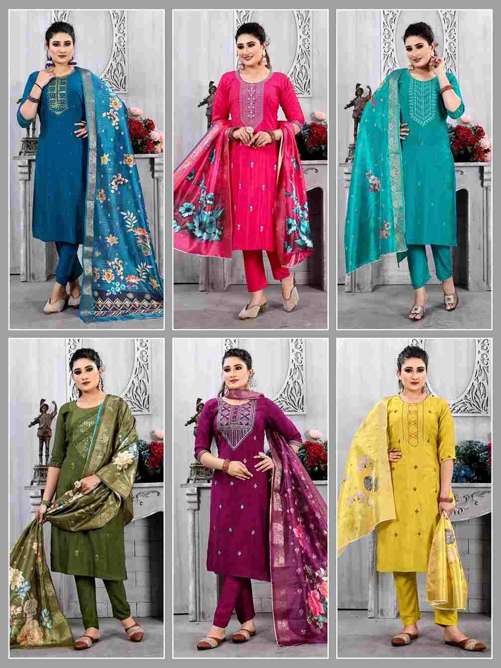 Noor By Krishna Trendz 1001 To 1006 Series Beautiful Festive Suits Stylish Fancy Colorful Casual Wear & Ethnic Wear Jacquard Butti Dresses At Wholesale Price