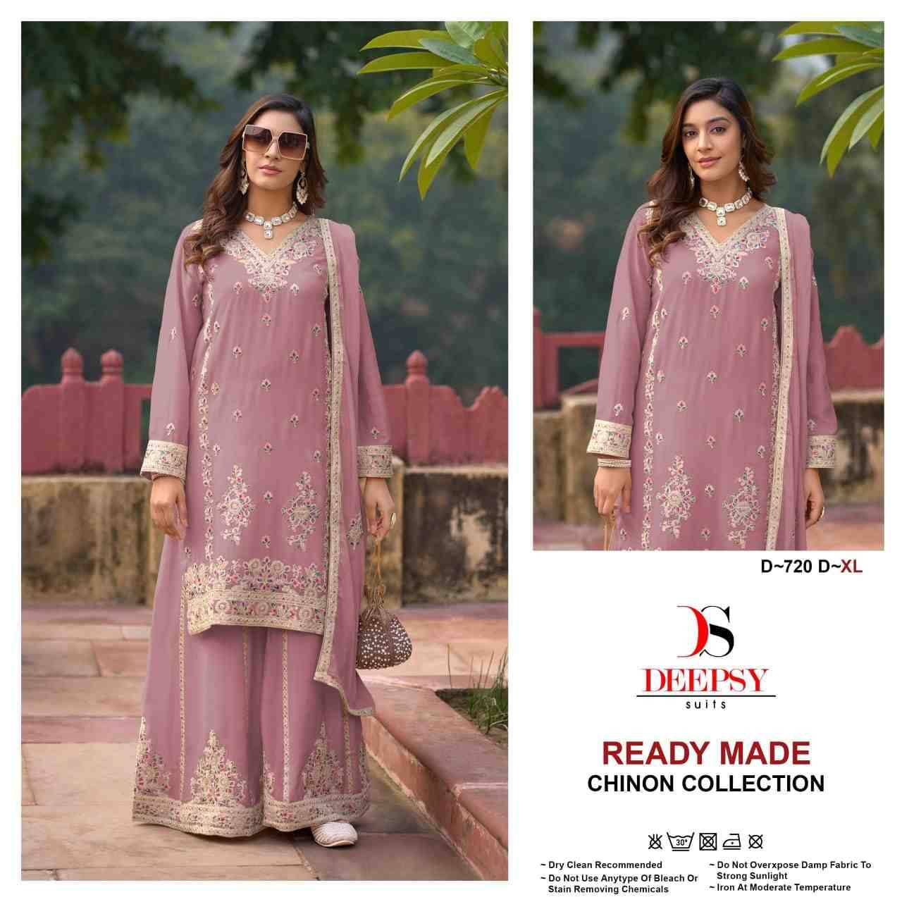 Deepsy Hit Design 720 Colours By Deepsy Suits 720-A To 720-D Series Beautiful Pakistani Suits Colorful Stylish Fancy Casual Wear & Ethnic Wear Pure Chinnon Embroidered Dresses At Wholesale Price