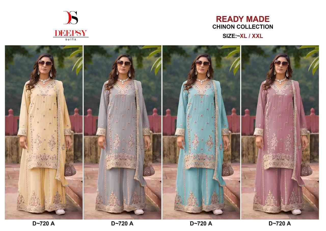 Deepsy Hit Design 720 Colours By Deepsy Suits 720-A To 720-D Series Beautiful Pakistani Suits Colorful Stylish Fancy Casual Wear & Ethnic Wear Pure Chinnon Embroidered Dresses At Wholesale Price