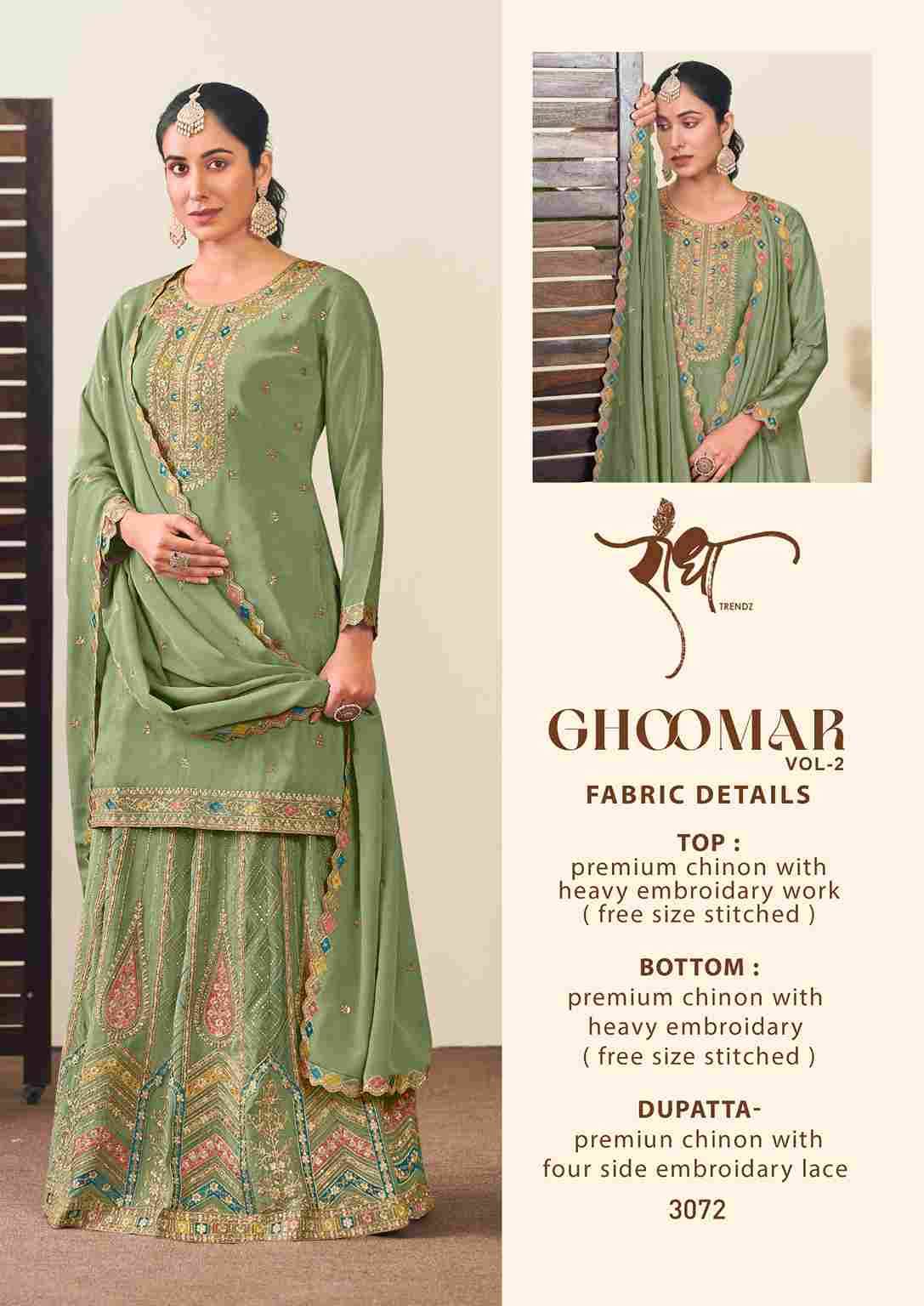 Ghoomar Vol-2 By Radha Trendz 3071 To 3074 Series Designer Sharara Suits Beautiful Fancy Colorful Stylish Party Wear & Occasional Wear Chinnon Embroidered Dresses At Wholesale Price