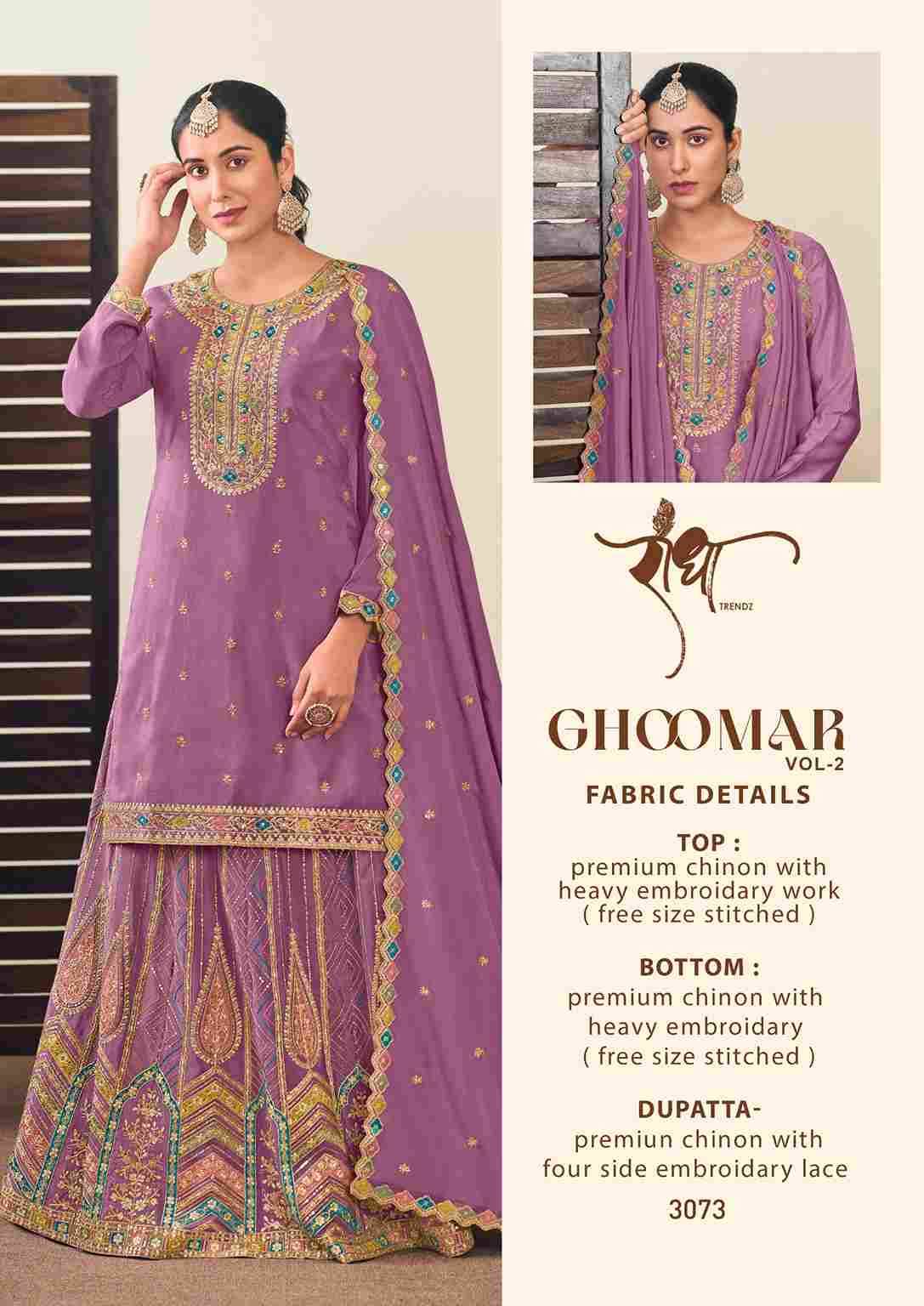 Ghoomar Vol-2 By Radha Trendz 3071 To 3074 Series Designer Sharara Suits Beautiful Fancy Colorful Stylish Party Wear & Occasional Wear Chinnon Embroidered Dresses At Wholesale Price