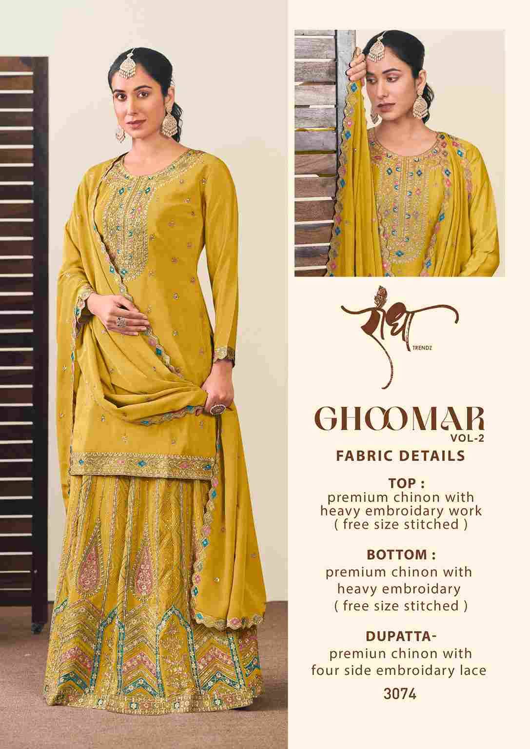 Ghoomar Vol-2 By Radha Trendz 3071 To 3074 Series Designer Sharara Suits Beautiful Fancy Colorful Stylish Party Wear & Occasional Wear Chinnon Embroidered Dresses At Wholesale Price