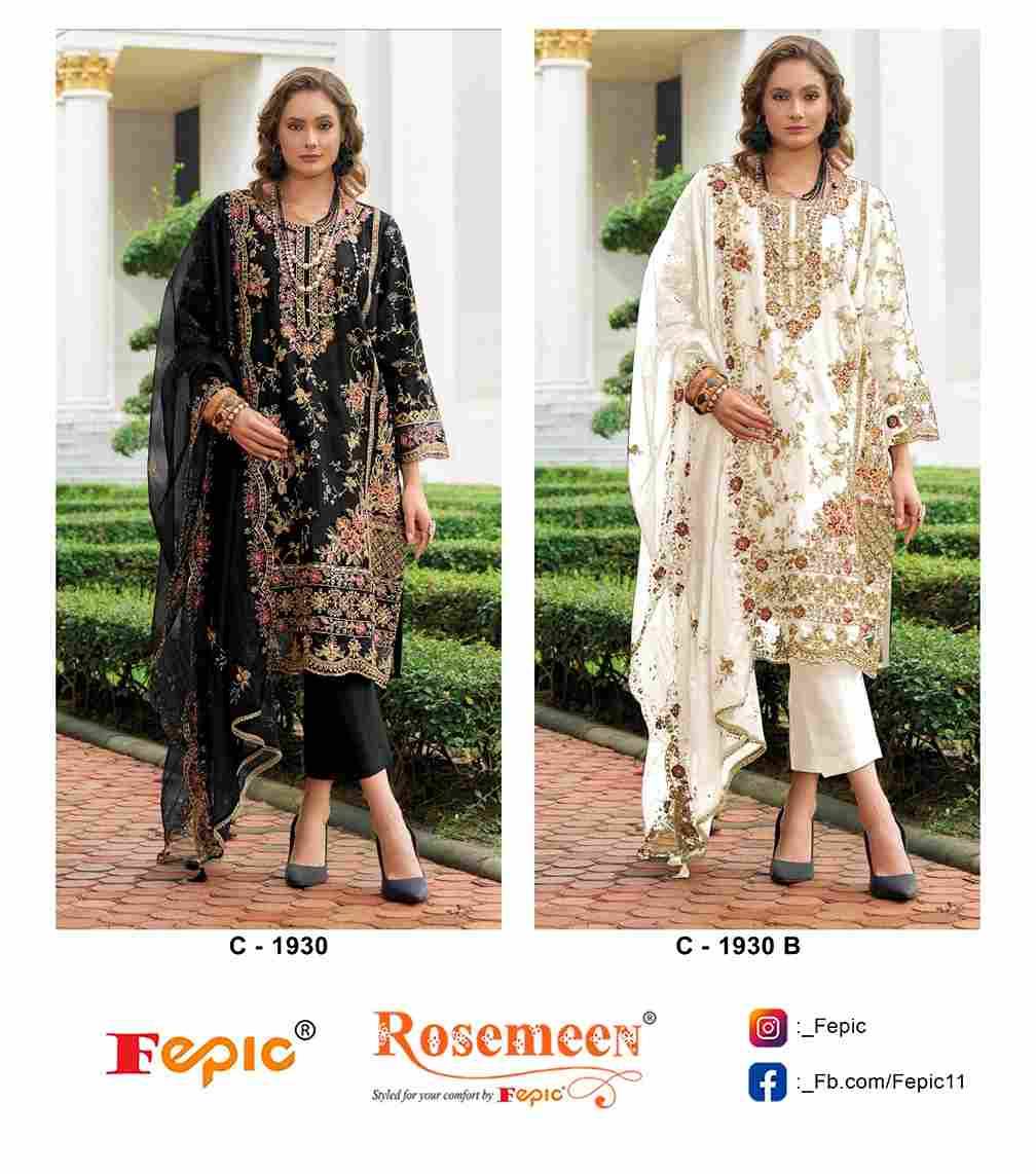 Fepic 1930 Colours By Fepic 1930-A To 1930-B Series Beautiful Pakistani Suits Colorful Stylish Fancy Casual Wear & Ethnic Wear Organza Embroidered Dresses At Wholesale Price