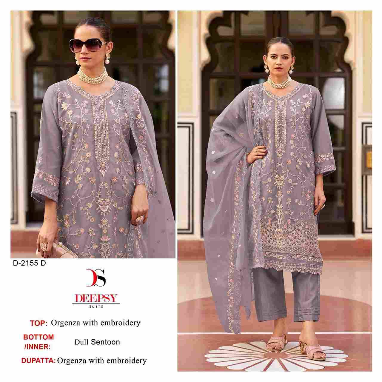 Deepsy Hit Design 2155 Colours By Deepsy Suits 2155-A To 2155-D Series Beautiful Pakistani Suits Colorful Stylish Fancy Casual Wear & Ethnic Wear Organza Embroidered Dresses At Wholesale Price