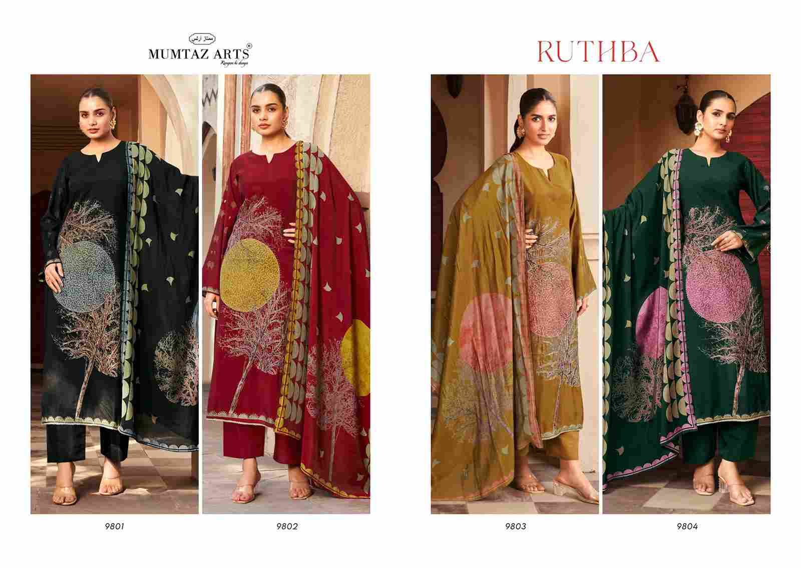 Ruthba By Mumtaz Arts 9801 To 9804 Series Beautiful Festive Suits Colorful Stylish Fancy Casual Wear & Ethnic Wear Pure Muslin Print With Work Dresses At Wholesale Price