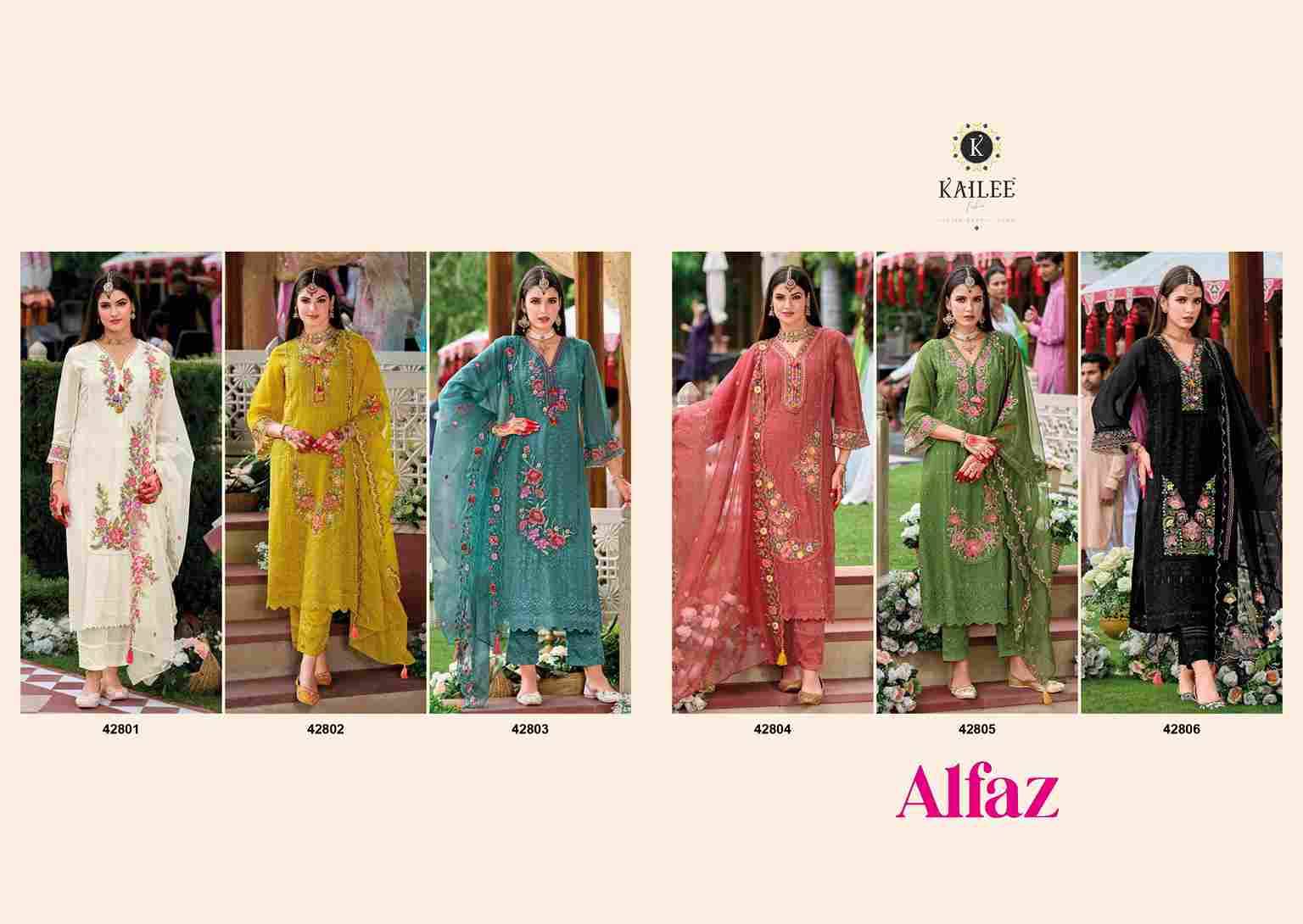 Alfaz By Kailee 42801 To 42806 Series Beautiful Festive Suits Colorful Stylish Fancy Casual Wear & Ethnic Wear Pure Viscose Organza Dresses At Wholesale Price