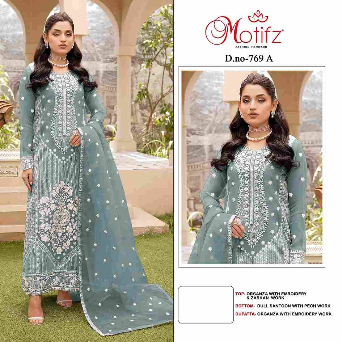 Motifz Hit Design 769 Colours By Motifz Beautiful Pakistani Suits Colorful Stylish Fancy Casual Wear & Ethnic Wear Organza Dresses At Wholesale Price