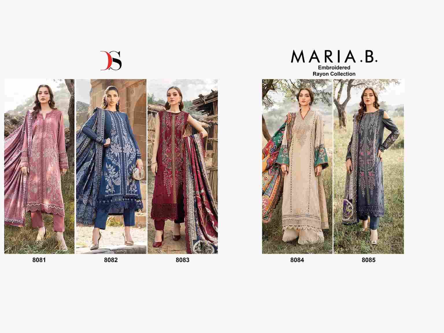 Maria.B. Embroidered Rayon Collection By Deepsy Suits 8081 To 8085 Series Designer Pakistani Suits Beautiful Stylish Fancy Colorful Party Wear & Occasional Wear Pure Viscose Rayon Embroidered Dresses At Wholesale Price