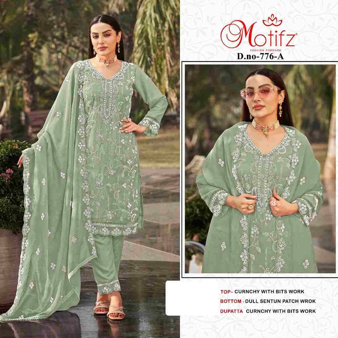 Motifz Hit Design 776 Colours By Motifz 776-A To 776-D Series Beautiful Pakistani Suits Colorful Stylish Fancy Casual Wear & Ethnic Wear Currency Dresses At Wholesale Price