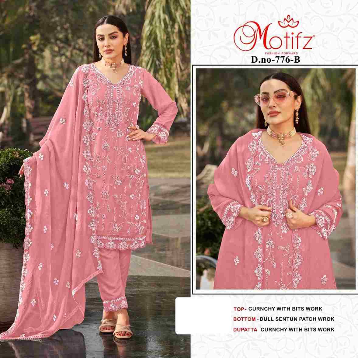 Motifz Hit Design 776 Colours By Motifz 776-A To 776-D Series Beautiful Pakistani Suits Colorful Stylish Fancy Casual Wear & Ethnic Wear Currency Dresses At Wholesale Price