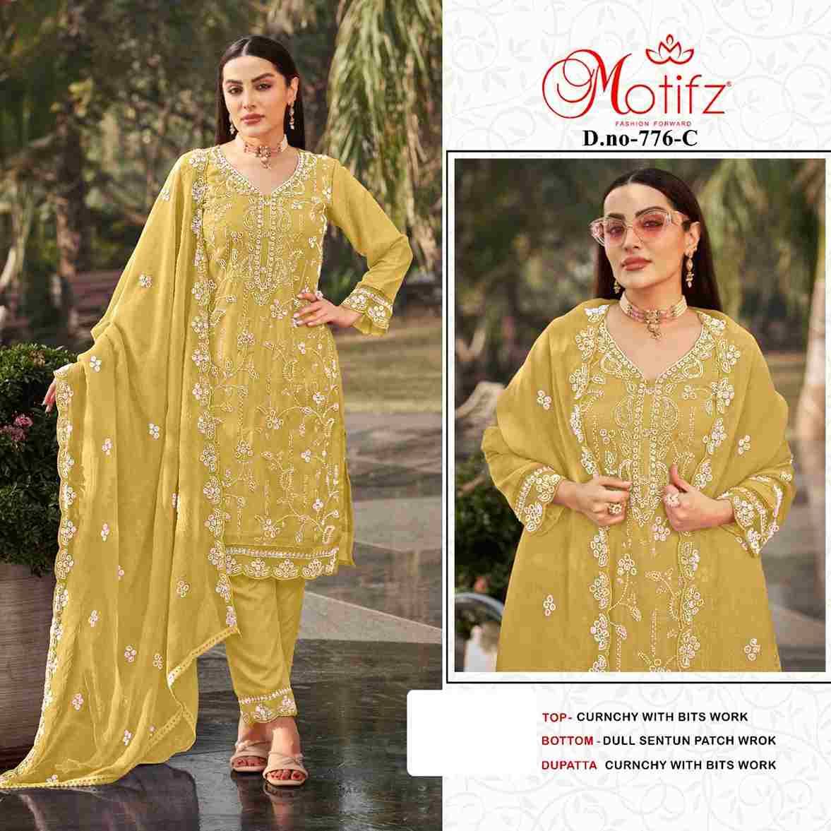 Motifz Hit Design 776 Colours By Motifz 776-A To 776-D Series Beautiful Pakistani Suits Colorful Stylish Fancy Casual Wear & Ethnic Wear Currency Dresses At Wholesale Price