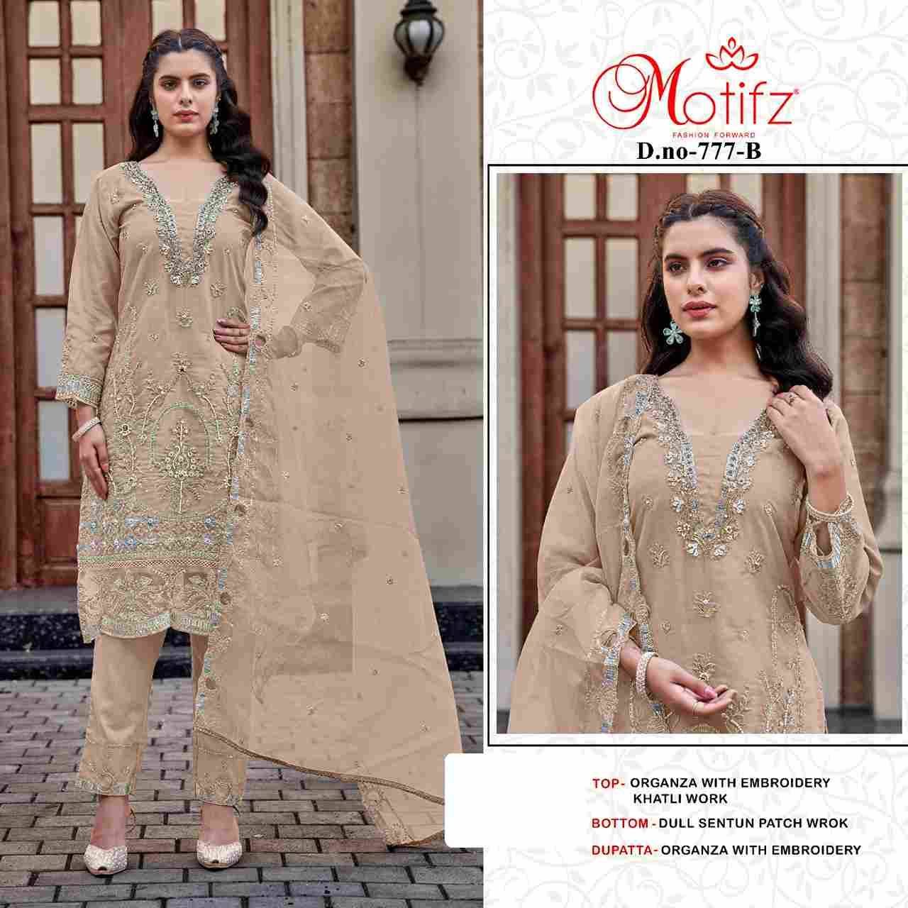 Motifz Hit Design 777 Colours By Motifz 777-A To 777-D Series Beautiful Pakistani Suits Colorful Stylish Fancy Casual Wear & Ethnic Wear Organza Dresses At Wholesale Price