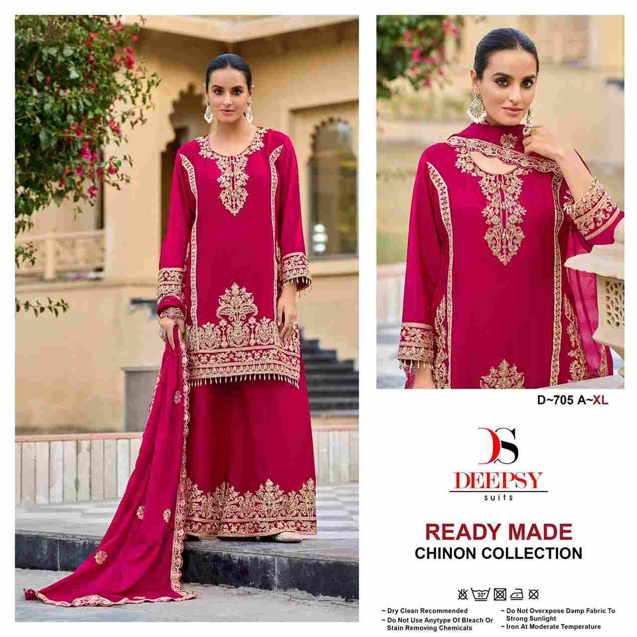 Deepsy Hit Design 705 Colours By Deepsy Suits 705-A To 705-D Series Beautiful Pakistani Suits Colorful Stylish Fancy Casual Wear & Ethnic Wear Pure Chinnon Embroidered Dresses At Wholesale Price