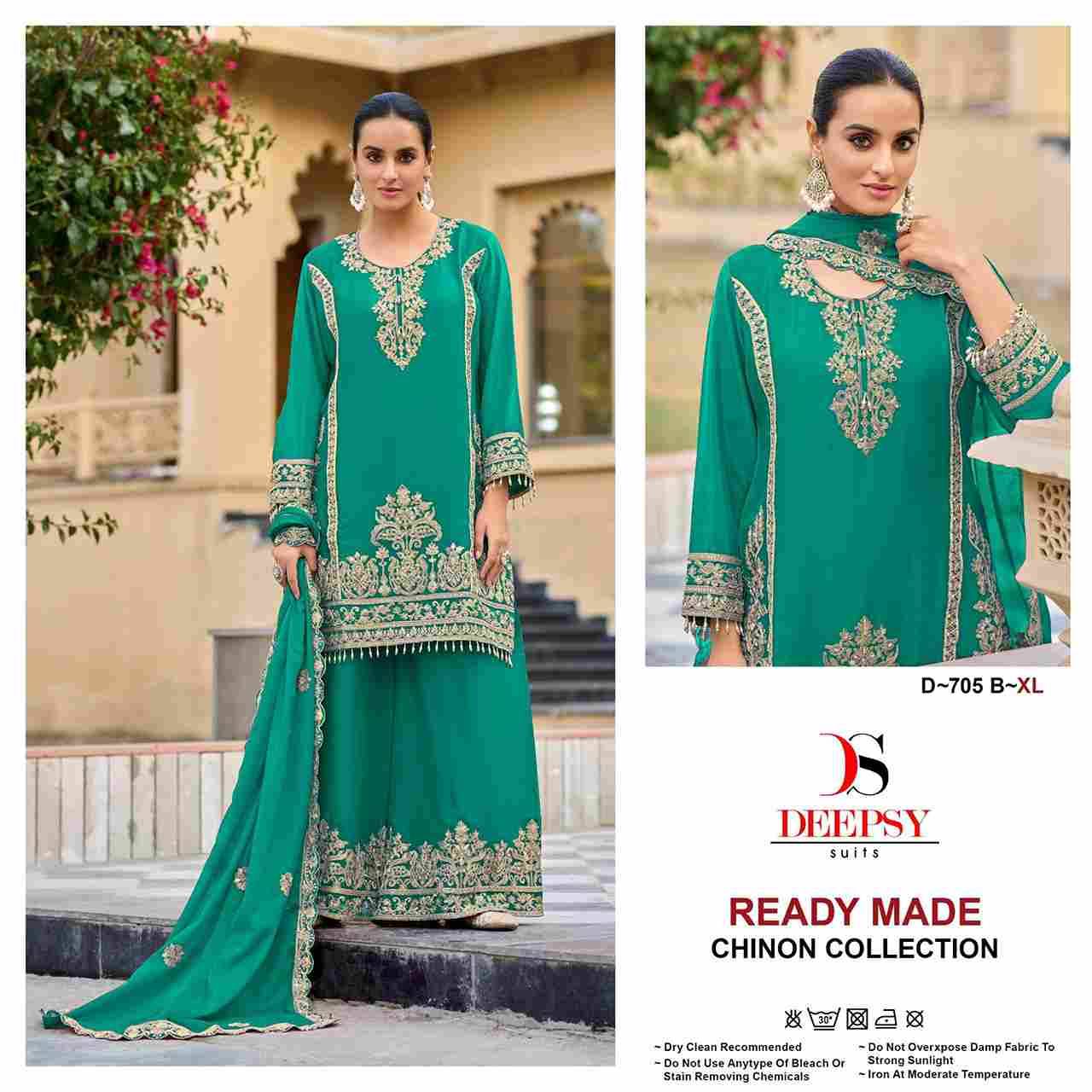 Deepsy Hit Design 705 Colours By Deepsy Suits 705-A To 705-D Series Beautiful Pakistani Suits Colorful Stylish Fancy Casual Wear & Ethnic Wear Pure Chinnon Embroidered Dresses At Wholesale Price