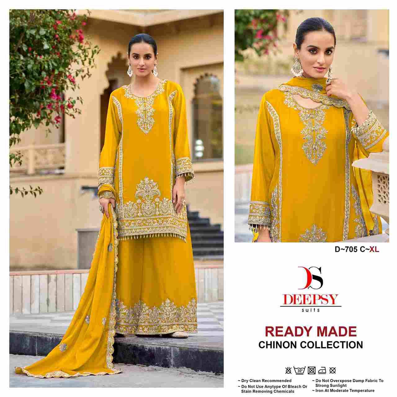 Deepsy Hit Design 705 Colours By Deepsy Suits 705-A To 705-D Series Beautiful Pakistani Suits Colorful Stylish Fancy Casual Wear & Ethnic Wear Pure Chinnon Embroidered Dresses At Wholesale Price