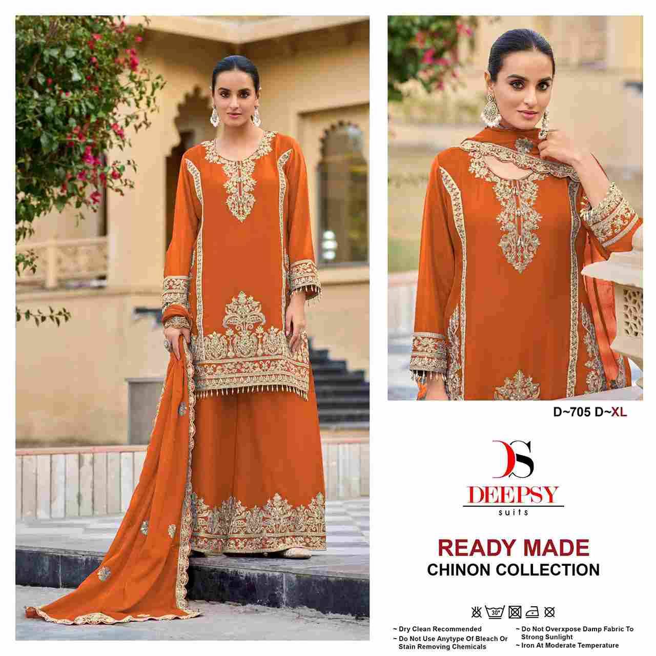 Deepsy Hit Design 705 Colours By Deepsy Suits 705-A To 705-D Series Beautiful Pakistani Suits Colorful Stylish Fancy Casual Wear & Ethnic Wear Pure Chinnon Embroidered Dresses At Wholesale Price