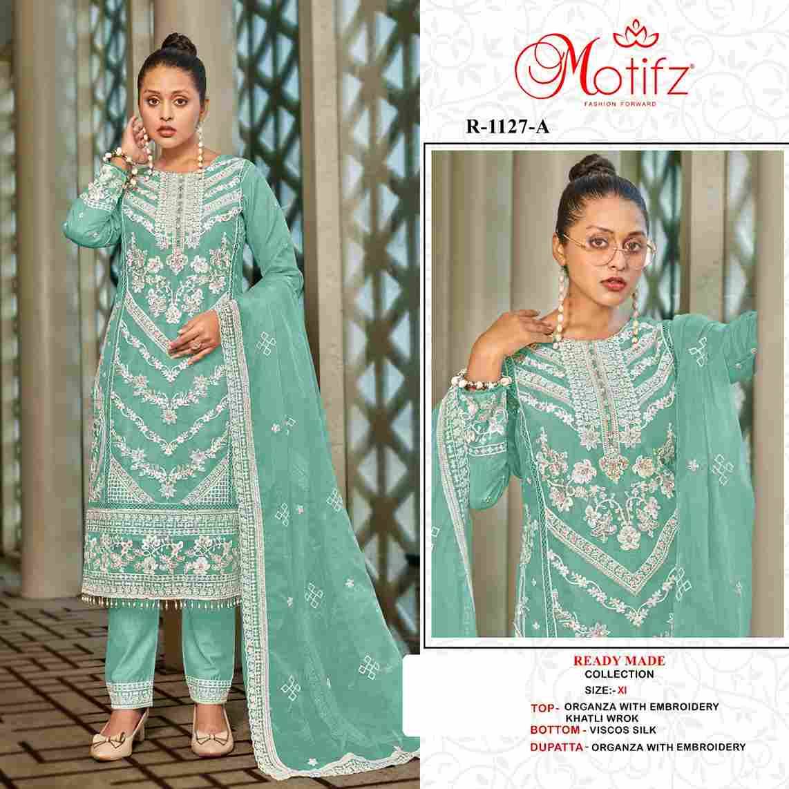 Motifz Hit Design 1127 Colours By Motifz 1127-A To 1127-D Series Beautiful Pakistani Suits Colorful Stylish Fancy Casual Wear & Ethnic Wear Organza Dresses At Wholesale Price