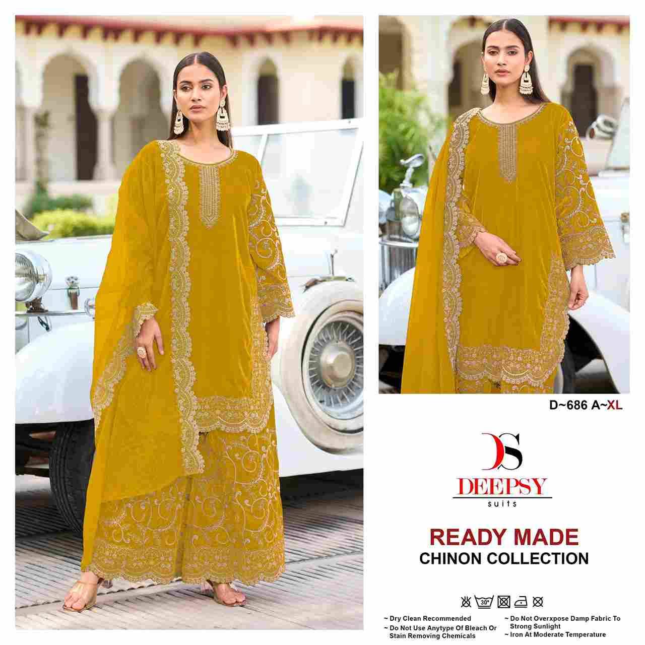 Deepsy Hit Design 686 Colours By Deepsy Suits 686-A To 686-D Series Beautiful Pakistani Suits Colorful Stylish Fancy Casual Wear & Ethnic Wear Pure Chinnon Embroidered Dresses At Wholesale Price