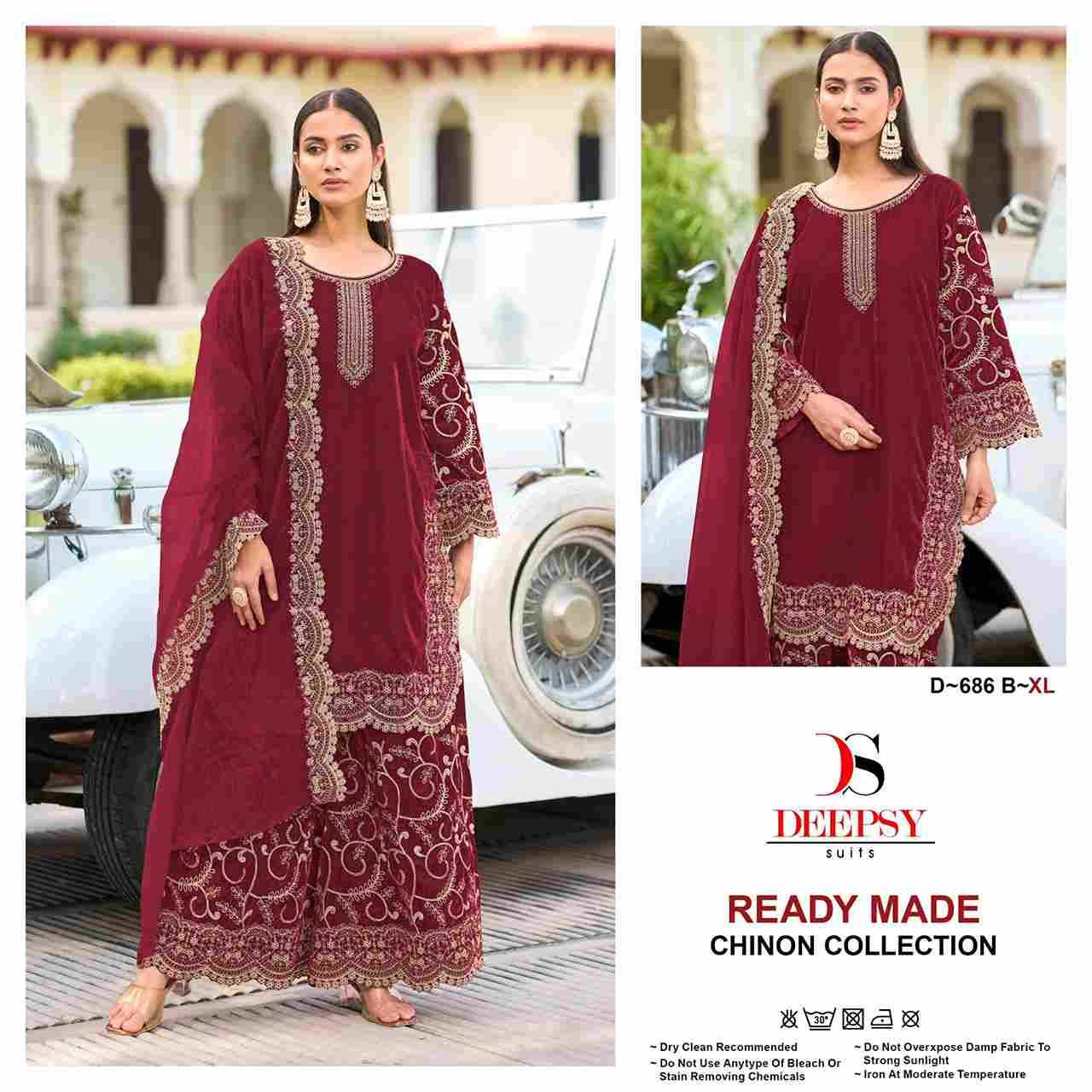 Deepsy Hit Design 686 Colours By Deepsy Suits 686-A To 686-D Series Beautiful Pakistani Suits Colorful Stylish Fancy Casual Wear & Ethnic Wear Pure Chinnon Embroidered Dresses At Wholesale Price