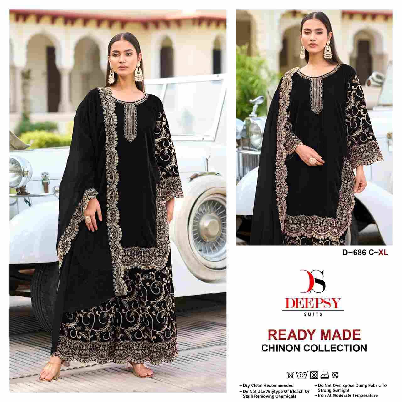 Deepsy Hit Design 686 Colours By Deepsy Suits 686-A To 686-D Series Beautiful Pakistani Suits Colorful Stylish Fancy Casual Wear & Ethnic Wear Pure Chinnon Embroidered Dresses At Wholesale Price