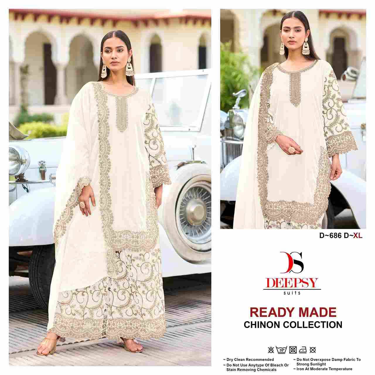 Deepsy Hit Design 686 Colours By Deepsy Suits 686-A To 686-D Series Beautiful Pakistani Suits Colorful Stylish Fancy Casual Wear & Ethnic Wear Pure Chinnon Embroidered Dresses At Wholesale Price